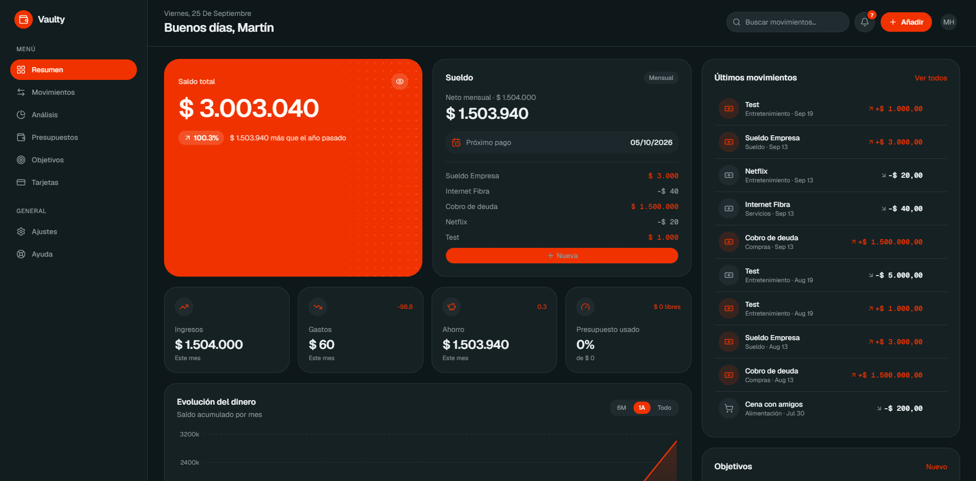 Imagen del proyecto Vaulty - Aplicación de finanzas personales